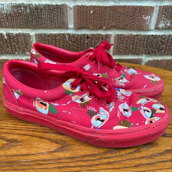 Vans Era Canvas Sneakers Men 7 Women 8.5 Custom Culture Eye J Loyo Red Low top - Picture 1 of 10